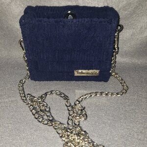 Handmade Mini Blue Women's Canvas/Yarn Tote bag